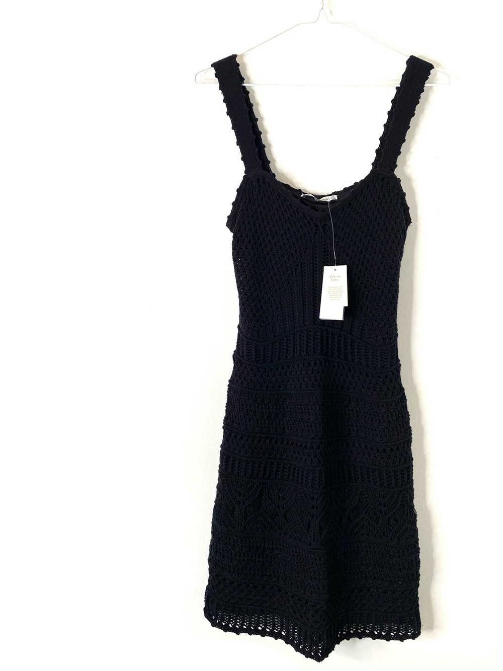 Abercrombie & Fitch NWT Black Crochet Knit Mini Dress Lined Boho